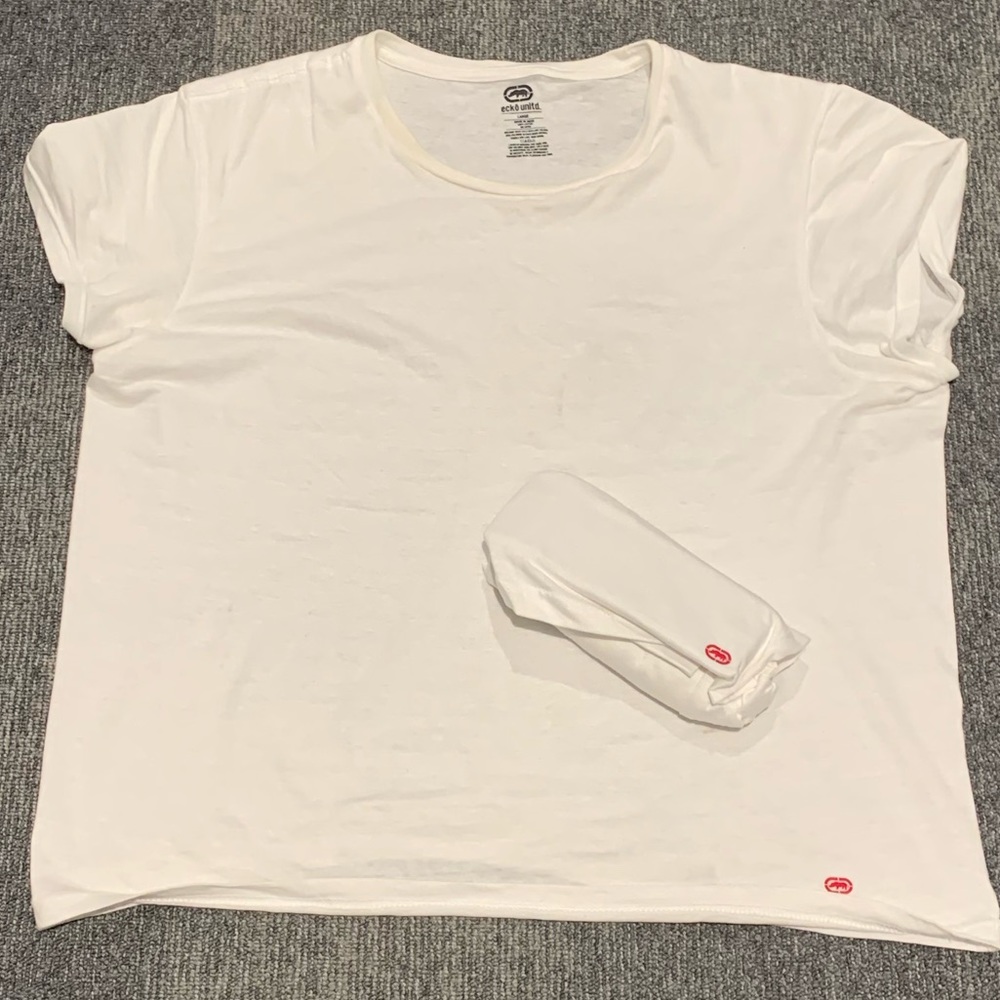 TWO (2) Ecko Unlimited Classic White Short Sleeve Shirts